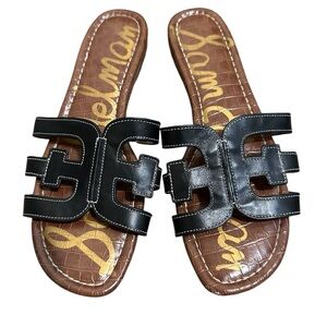 Sam Edelman Black Leather Bay Slide Sandals